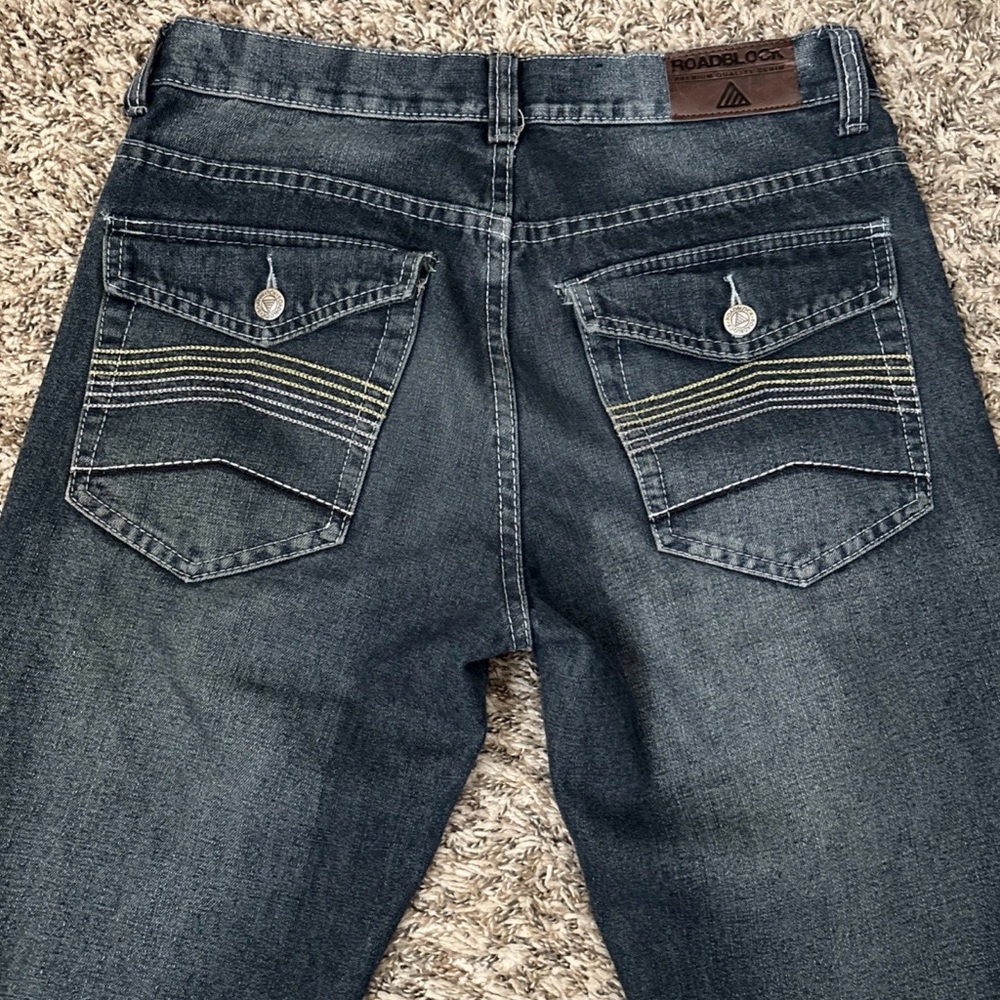 Roadblock Men's Straight Jeans in Dark Wash Blue